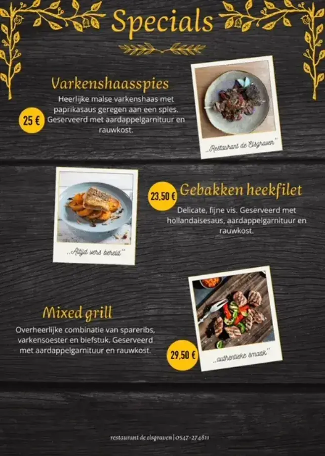 lentekaart Restaurant de Elsgraven